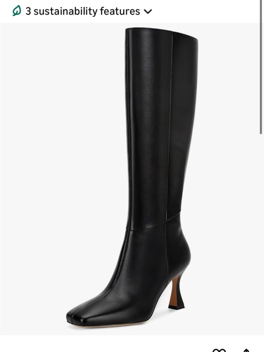 Amazon Black Over-the-Knee Square Toe Kitten Heel Boots